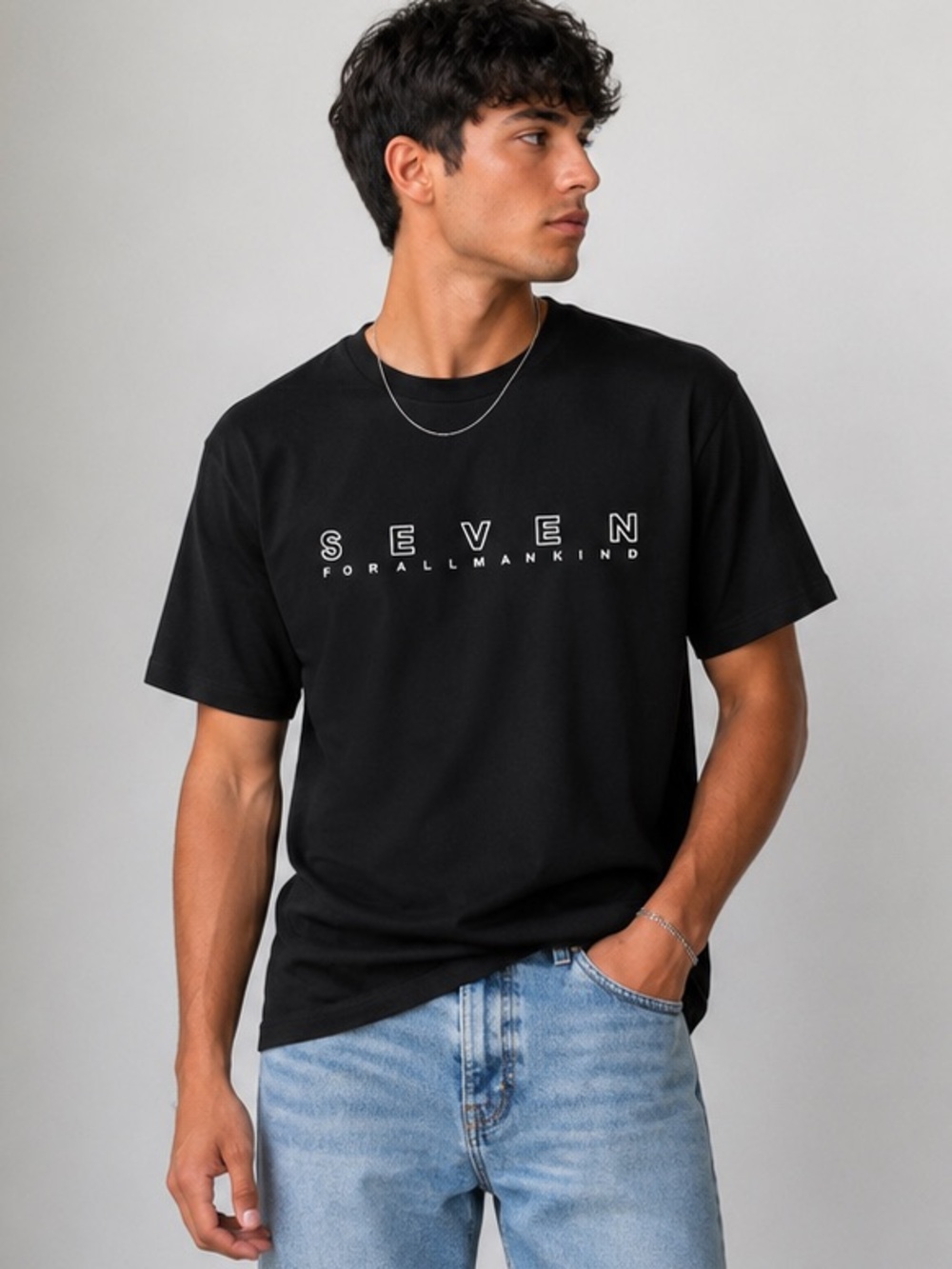 7 For All Mankind Seven Logo T-Shirt Black Men’s Medium